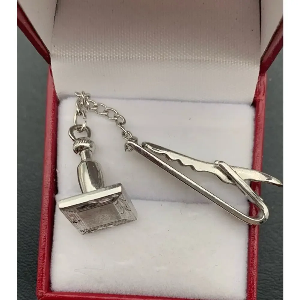 Vintage Hickok Silver Tone Tie Tack /‎ Clip Signed